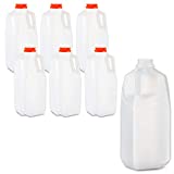 64 Oz. Empty HDPE Plastic Juice / Milk Bottles with Tamper Evident Caps by AM Bottle Supply- Set of 6 Bottles and 6 Caps