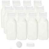 Empty Plastic Bottles Milk Container, 12 oz Bottles Mini Milk Jugs Juice Water with Lids 12 Pk