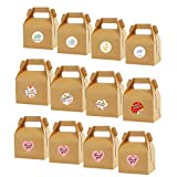 24 Pack 4.5x3.2x3.3 Inches Brown Gift Boxes with Stickers Gable Gift Boxes Recycled Kraft Gift Box Candy Treat Boxes, Small Goodie Gift Boxes Treat Boxes for Wedding, Birthday Party, Baby Shower