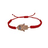 KISONI Hamsa Bracelet Cubic-Zirconia Evil Eye Hand of Fatima Charm Protection Red String Bracelets