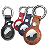 Eusty Air Tag Keychain for Apple Airtags Holder , 4 Pack Protective Leather Airtags Case Tracker Cover with Air Tag Holder, Airtag Key Ring Compatible with Apple New AirTag Dog Collar (Multi-Color)