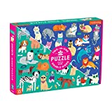 Mudpuppy Cats and Dogs Double-Sided Puzzle, 100 Pieces, 22x16.5  Perfect Family Puzzle for Ages 6+ - Colorful Illustrations of Dogs on One Side and Cats on the Other  Two Fun Puzzles in One Box