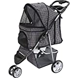 Paws & Pals Dog Stroller - Pet Strollers for Small Medium Dogs & Cats - 3 Wheeler Elite Jogger - Carriages Best for Cat & Large Puppy - Plaid Blue