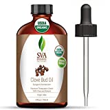 SVA Organics Clove Bud Essential Oil 4 Oz Organic USDA 100% Pure Natural Undiluted Premium Therapeutic Grade Oil for Skin, Teeth, Diffuser, Aromatherapy