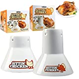 Sittin' Chicken & Turkey Ceramic Beer Can Roaster & Steamer Combo Pack- Easily Infuse Marinade, Sauce, & BBQ flavors Into Your Meat - Non-Stick, Extra-Wide Base for Indoor Oven Or Outdoor Grill Use