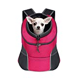 YUDODO Dog Carrier Backpack Pet Dog Carrier Front Pack Breathable Head Out Reflective Safe Doggie Carrier Backpack for Small Dogs Cats Rabbits(M(5-10lbs), Pink)