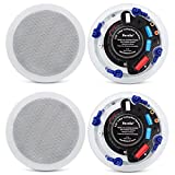 Herdio 5.25 4 Flush Mount Bluetooth Ceiling Speaker System Max Power 600 Watts Perfect for Humid Indoor Outdoor, Kitchen,Bedroom,Bathroom,Home Theater,Covered Porches(4 Speakers)