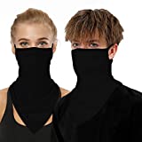 2 PCS Black Neck Gaiter with Ear Loops Gators Face Mask Men Women Breathable Bandana Face Cover Reusable Balaclava Face Scarf for Dust Wind Sun Protection