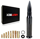 ICBEAMER 50 Cal Carbon Fiber Bullet Antenna Replacement [Color:Matte Black], Universal Fit Truck Van Cars Made with 6061 Solid Aluminum & Anti Theft Anti Chip Design Universal Fit good for AM/FM Radio