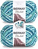Bernat Blanket Yarn - Big Ball (10.5 oz) - 2 Pack with Pattern Cards in Color (Tidepool)