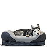 BarksBar Large Gray Orthopedic Dog Bed - 40 x 30 inches - Snuggly Sleeper with Solid Orthopedic Foam, Non-Slip Back