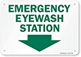 SmartSign - S-1441-PL-10 "Emergency Eyewash Station" Sign With Down Arrow | 7" x 10" Plastic 10" x 7" Plastic
