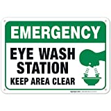 Eye Wash Station Signs, Emergency Sign, 10x7 Rust Free Aluminum, Weather/Fade Resistant, Easy Mounting, Indoor/Outdoor Use, Made in USA by SIGO SIGNS