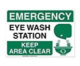 (Set of 2) Emergency Eye Wash Station Sign - 10" x 7" 4 Mil Vinyl - Laminated for Ultimate Protection & Durability - Self Adhesive Decal - UV Protected & Weatherproof - Heavy Duty