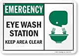 SmartSign - S-1452-PL-10 "Emergency Eye Wash Station - Keep Area Clear" Sign | 7" x 10" Plastic Black/Green on White