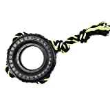 Dcxz Tires with Rope for Dogs Toys Nontoxic Rubber Durable Chew Toys Tires Rope Toys for Medium Large Dogs Intelligence Training Sports Training Perfect Dog Interaction (Black)…