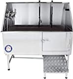 Flying Pig Grooming 62" Stainless Steel Pet Dog Bath Tub with Faucet (Right Door/Left Drain), 62 x 27 x 58