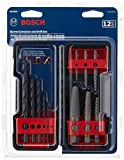 BOSCH BSPE6D 12-Piece Spiral Flute High-Carbon Steel Screw Extractor & Black Oxide Drill Bit Assorted Set