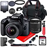 Canon EOS 4000D DSLR Camera w/Canon EF-S 18-55mm F/3.5-5.6 III Zoom Lens + Case + 32GB SD Card (15pc Bundle)