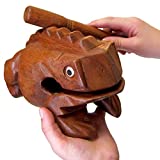 Deluxe JUMBO 8" Wood Frog Guiro Rasp - Percussion Musical Instrument Tone Block - by World Percussion USA