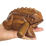 Cozinest Medium 6" Wood Frog Guiro Rasp Percussion Musical Instrument Tone Block Wooden Handcraft Percussion Instruments Products From Thailand Lucky Frog for Home Office Decor (Tan)