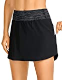 CRZ YOGA Women's Lightweight Athletic Skirts Tennis Golf Sports Workout Running Skorts with Zipper Pocket Black_Zipper Pocket Medium