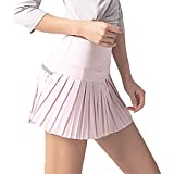Raroauf Women Tennis Skirt Pleated Golf Skirts with Pockets Workout Sports Running Athletic Skort Mini Pink Medium