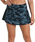 icyzone Athletic Skirts for Women - Workout Running Golf Tennis Skort with Pockets (Navy Camo, S)