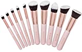 Kabuki Makeup Brush Set - Foundation Powder Blush Concealer Contour Brushes - Perfect For Liquid, Cream or Mineral Products - 10 Pc Collection With Premium Synthetic Bristles For Eye and Face Cosmetic
