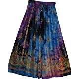 Radhy krishna fashions Multi tie dye Yoga Trendz Women's Sequined Crinkle Broomstick Gypsy Long Skirt (Multi Blue)