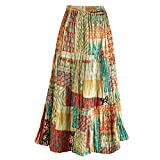 CATALOG CLASSICS Women's Patchwork Skirt - Cotton Boho Peasant Maxi Skirt Bottom - XL