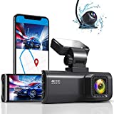 REDTIGER F7N 4K Dual Dash Cam Built-in WiFi GPS Front 4K/2.5K and Rear 1080P Dual Dash Camera for Cars,3.18 inch Display,170 Deg Wide Angle Dashboard Camera Recorder,Support 256GB Max