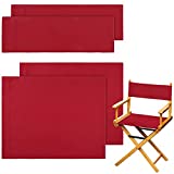 2 Set Casual Directors Chair Cover Kit, Replacement Canvas Seat and Back Cotton Canvas Stool Cover for Home Director Chair Medium Size (Red)