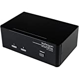 StarTech.com 2 Port KVM Switch - DVI and VGA w/ Audio and USB 2.0 Hub – Dual Monitor / Display / Screen KVM Switch - DVI VGA (SV231DDVDUA),Black