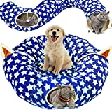 ARBUSB Cat Dog Tunnel Bed,Cat Toys with Central Mat,Collapsible Soft Mink Cashmere Cat Play Toy for Cats Kittens Kitty Small Puppy Length 98" Diameter 9.8"