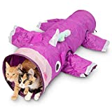 Pet Craft Supply Magic Mewnicorn Multi Cat Tunnel Boredom Relief Toys with Crinkle Feather String for Dogs, Cats, Rabbits, Kittens and Guinea Pigs for Hiding Hunting and Resting