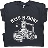 XL - Cool Moonshine T Shirt Rise and Shine Graphic Tee Mens Womens Popcorn Sutton Funny Retro Whisky Jug Jar Bluegrass Alcohol Black