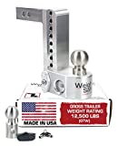 Weigh Safe WS8-2-BA, 8" Drop Hitch, 2" Receiver 12,500 LBS GTW - Adjustable Aluminum Trailer Hitch Ball Mount w/Built-in Scale, 2 Stainless Steel Tow Balls, Keyed Lock, Lifetime Gauge Warranty