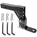 Sulythw 8 Position Trailer Drop Hitch Adjustable Ball Mount Heavy Duty 5000LBs 2" Receiver for Class III IV Max Drop at 9-1/2", Rise at 8-1/4"