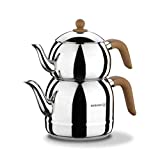 korkmaz 18/10 Stainless Steel Turkish Teapot - 3.6 lt. Capacity