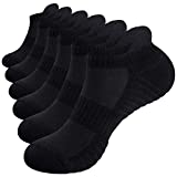 TANSTC Athletic Black Ankle Socks Low Sports Running Black Socks,Arch Support Non-Slip Ankle Socks Cushion Heel Tab Thick Cotton Socks,Mesh Ventilation Breathable Anti-Odor