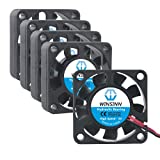 WINSINN 40mm Fan 5V, 3D Printer Micro 5 Volt Fans 4010 Hydraulic Bearing, Brushless Cooling 40mmx10mm 2PIN (Pack of 5Pcs)