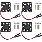 Easycargo Raspberry Pi 4 Fan 30x30x7mm, Raspberry Pi Cooling Fan Brushless 3.3V 5V DC Quiet Fan for Raspberry Pi 4B, Pi 3B+, RetroFlag NESPI Case (30mmx30mmx7mm) (Black 4-Set)