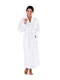 Boca Terry Women's Robe, Luxury Microfiber Bathrobe, Long Hotel Spa Robes for Women, Large, White