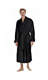 Boca Terry Mens Plush Robe, Big & Tall Bathrobe for Men, Warm Luxury Microfiber Robe - XXL, Black