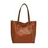 Fossil Women's Tara Leather Shopper Tote Purse Handbag, Brandy