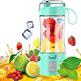 TastLi Personal Blender, Portable Travel Mini Ice Mixer Electric Smoothie Blender Juicer Cup Maker, with 13 oz Bottles, 6 Blades and USB 4000mAh Strong Power for shakes and smoothies (Sky blue)