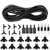 ALEGI 25 Feet 3/16 Inch Standard Aquarium Silicone Airline Tubing with Air Stones, Check Valves, Suction Cups and Connectors for Fish Tank, Hydroponics (Black)