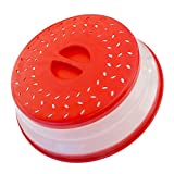 Collapsible Microwave Food Cover BPA free TPR, 10.5inch, round with grip handle, Red