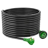 RVGUARD 30 Amp 50 Foot RV Power Extension Cord, Heavy Duty STW Cord with LED Power Indicator and Cord Organizer, 30 Amp Male Standard to 30 Amp Female Locking Connector, Green, ETL Listed